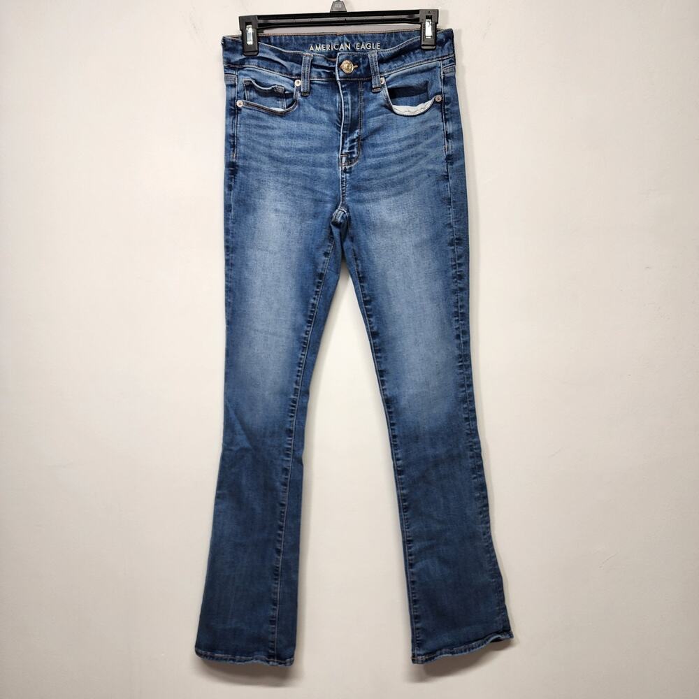 American Eagle Womens High-Rise Skinny Kick Bootcut Jeans Size 4 Long Stretch